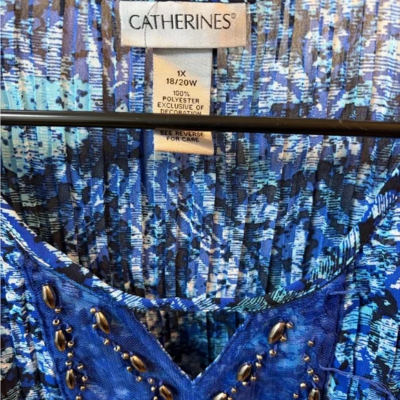 Catherines Vibrant Blue Blouse with Beaded Detail - Picture 3 of 5